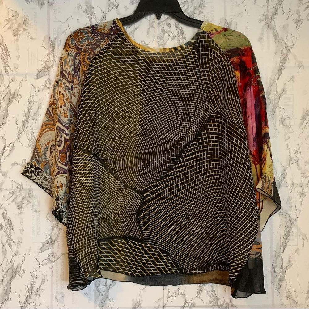CTC | Carol Turner Collection | Large | Multi-Pattered Reversible Rayon Blouse